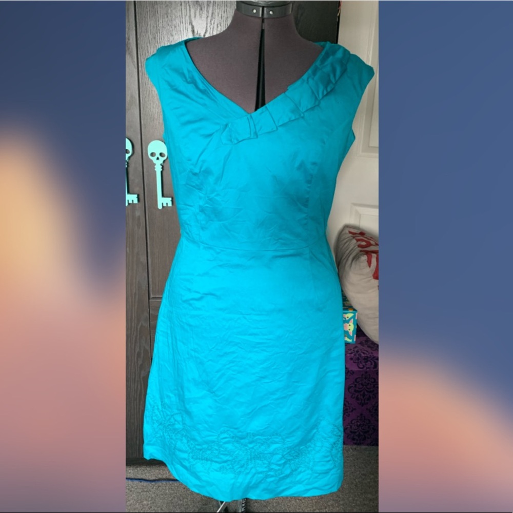 Teal Dress with Butterfly Detail